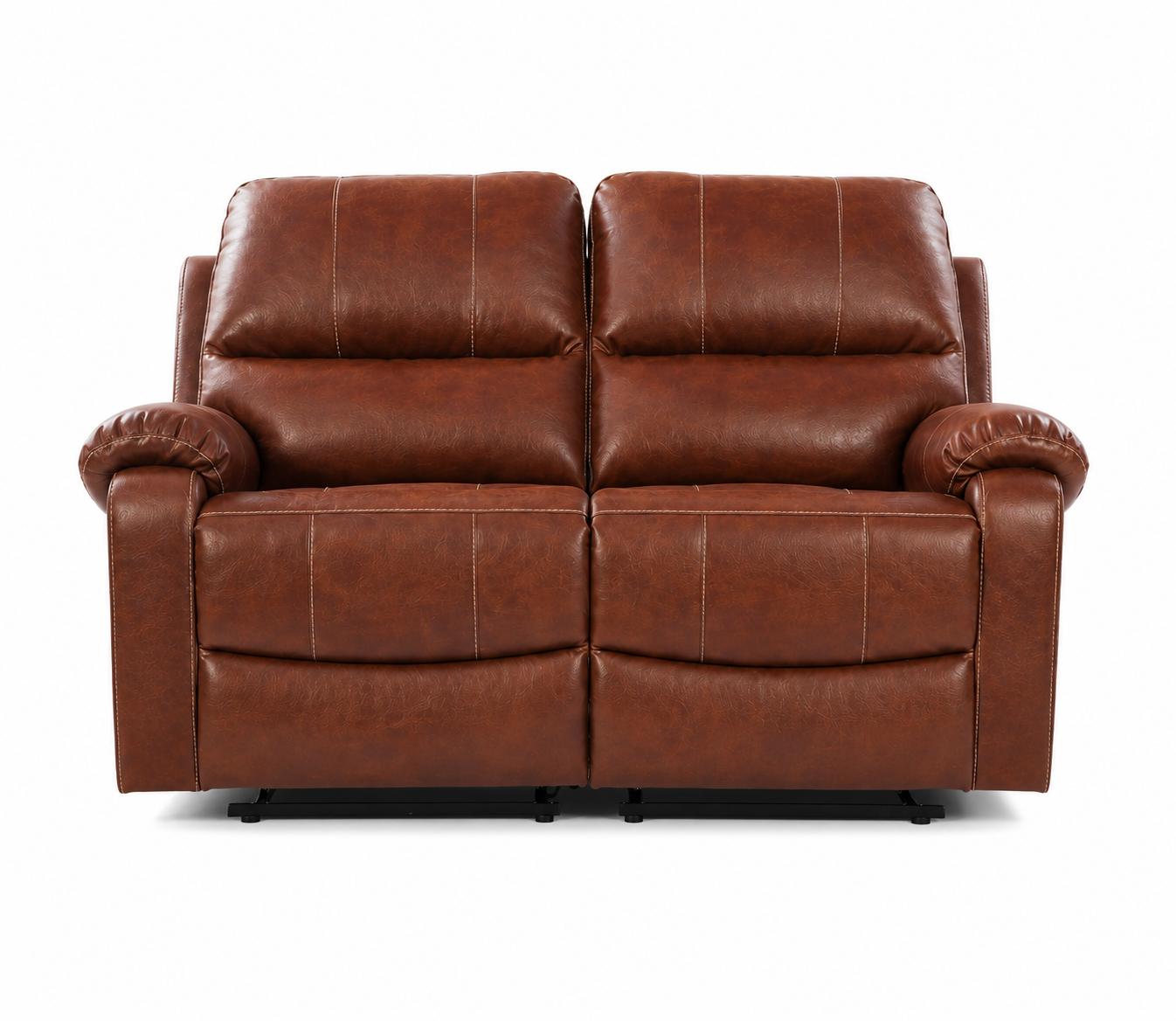 Davis 2 Seater Motorized Leatherette Recliner - Brown - Front View by Febonic Living