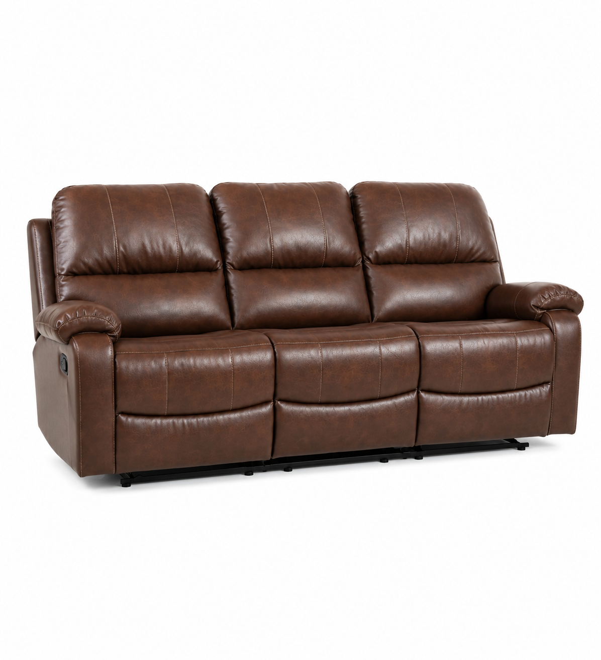 Davis 3 Seater Motorized Leatherette Recliner - Brown - Clear View by Febonic Living