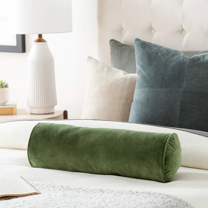 Rora Boucle (25x10 In) Bolster Pillow In Olive Green Colour (Set of 2) - Febonic Living