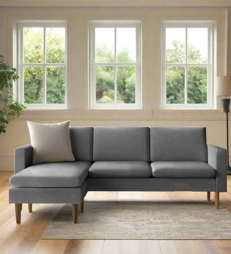 Declan  RHS  (2+Lounger) Fabric Sectional Sofa - Nimbus Grey
