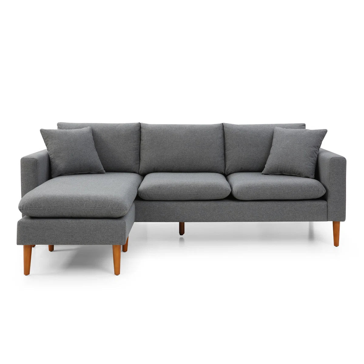 Declan Fabric RHS Sectional Sofa (2+Lounger) In Nimbus Grey Colour