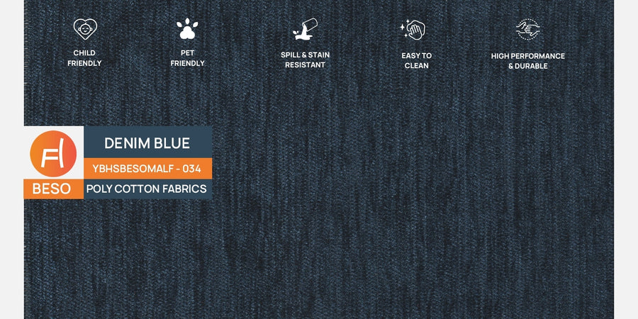 Benjamin Fabric 3 Seater Sofa In Denim Blue Colour - Febonic Living