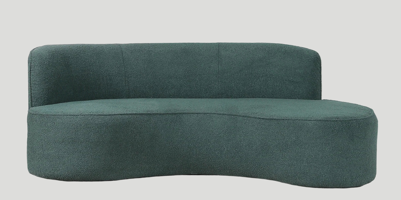 Denor Boucle Fabric 3 Seater Curved Sofa In Hunter Green Colour