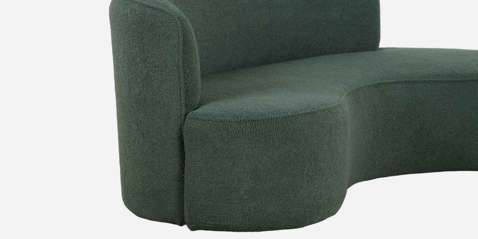 Denor Boucle Fabric 3 Seater Curved Sofa In Hunter Green Colour