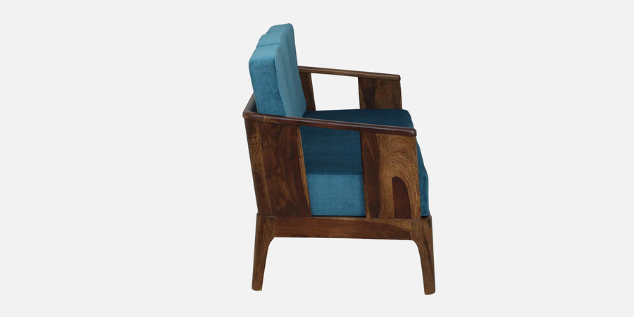 Bano Sheesham Wood 3 Seater Sofa In Blue Colour - Febonic Living
