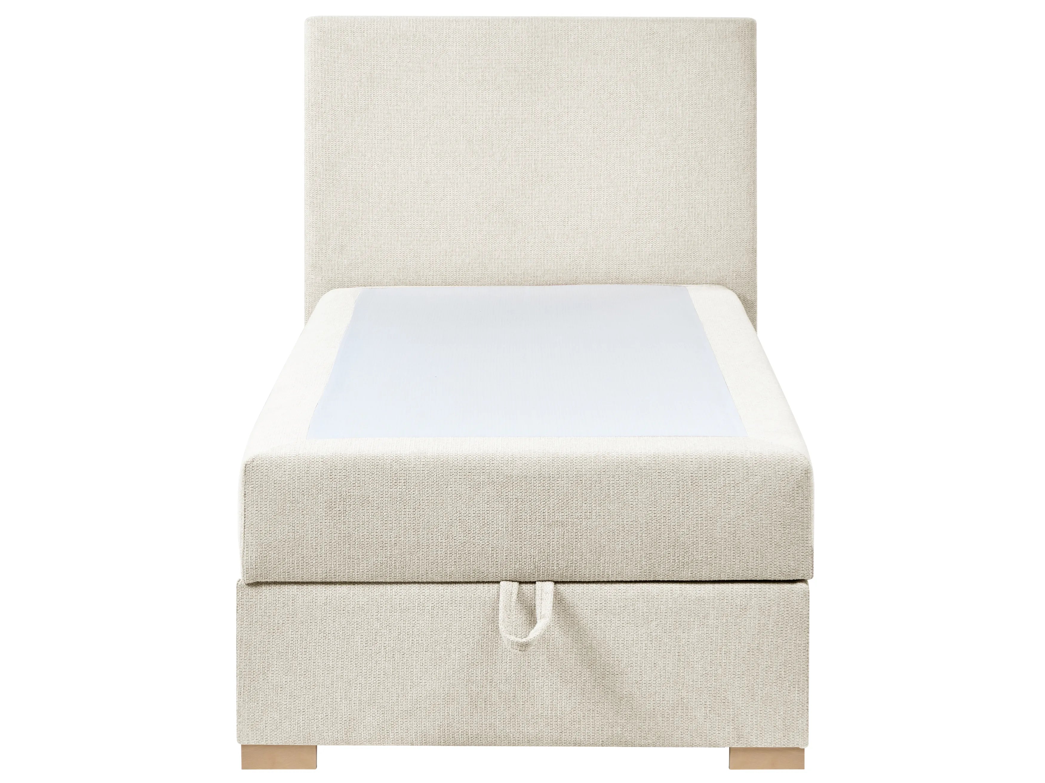 Dilwa Fabric Upholstered Single Size Bed In Ivory Cream Colour - Febonic Living