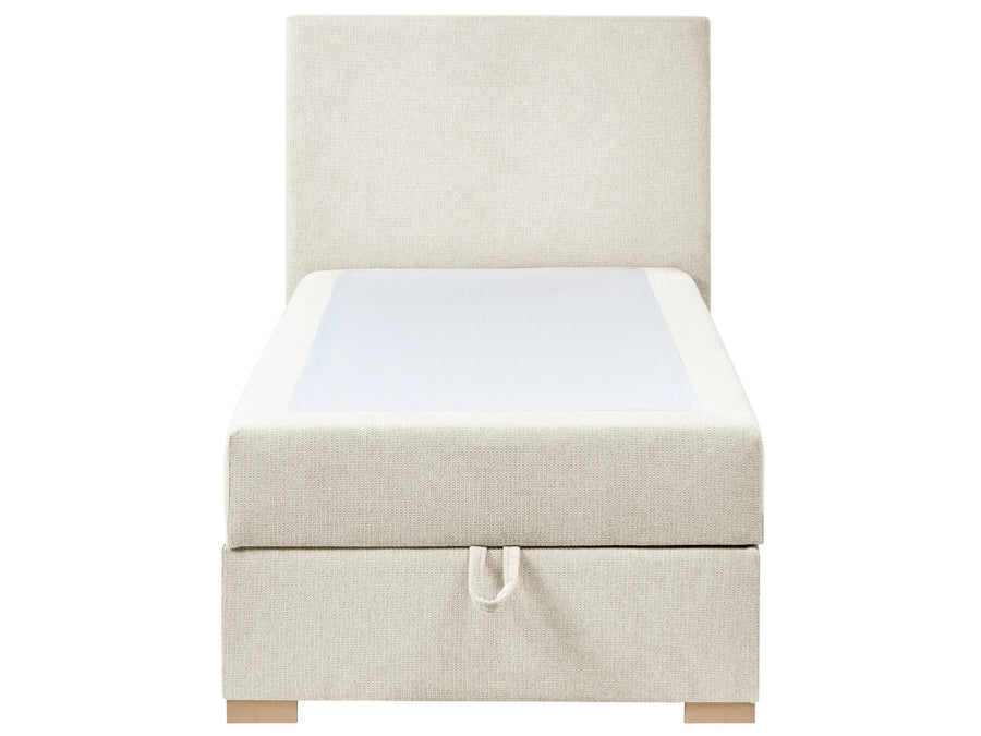 Dilwa Fabric Upholstered Single Size Bed In Ivory Cream Colour - Febonic Living