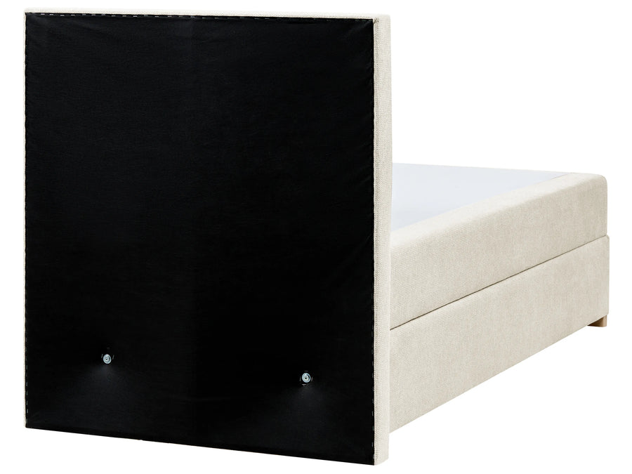 Dilwa Fabric Upholstered Single Size Bed In Ivory Cream Colour - Febonic Living