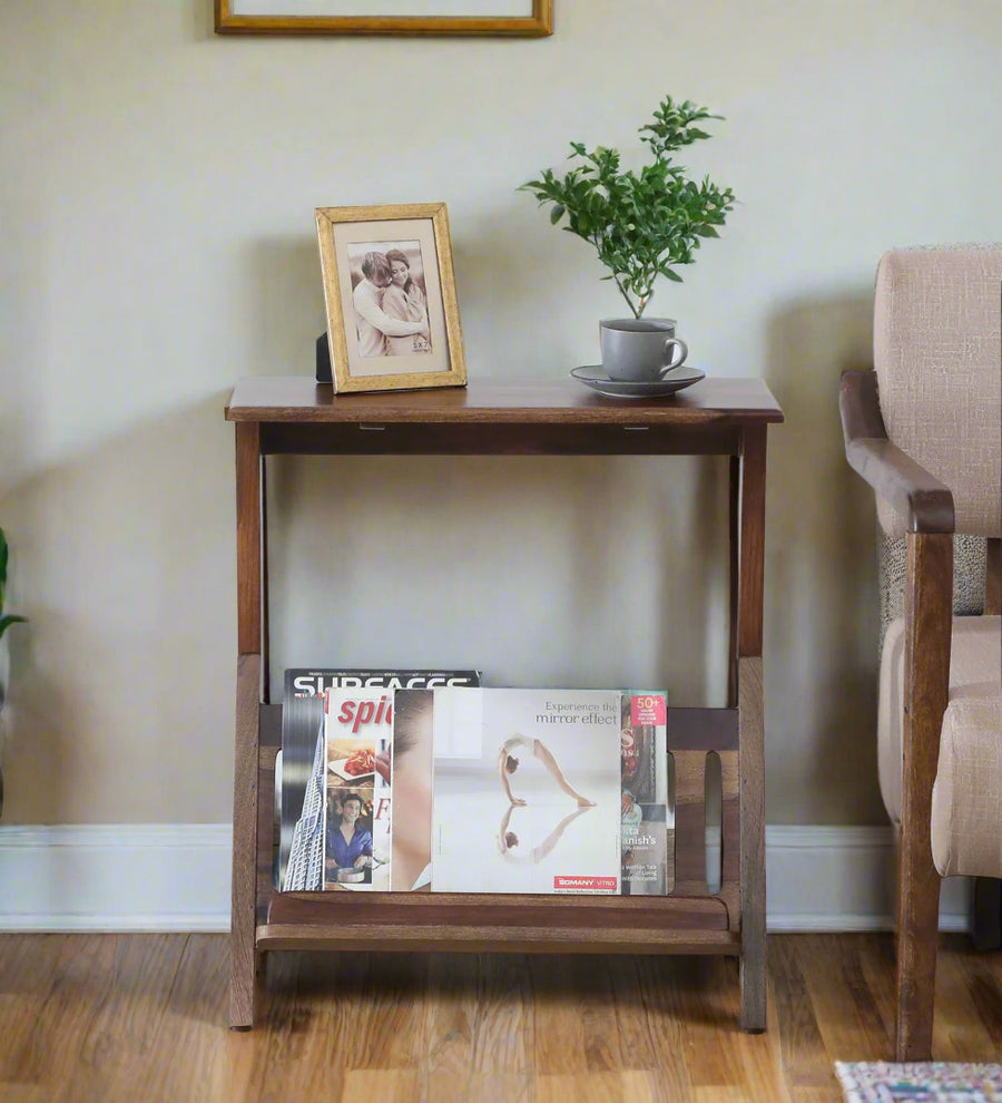Harge Sheesham Wood End Table In Provincial Teak Finish - Febonic Living