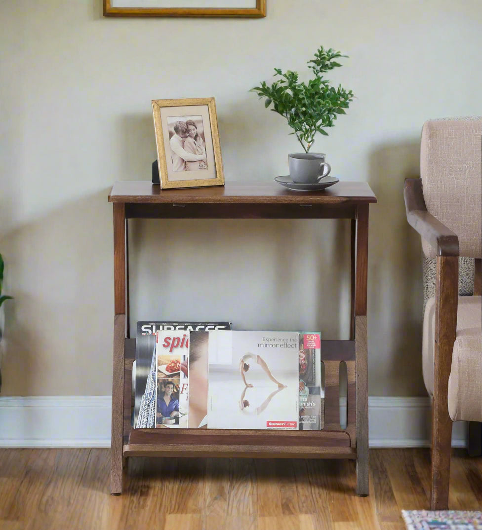 Harge Sheesham Wood End Table In Provincial Teak Finish - Febonic Living