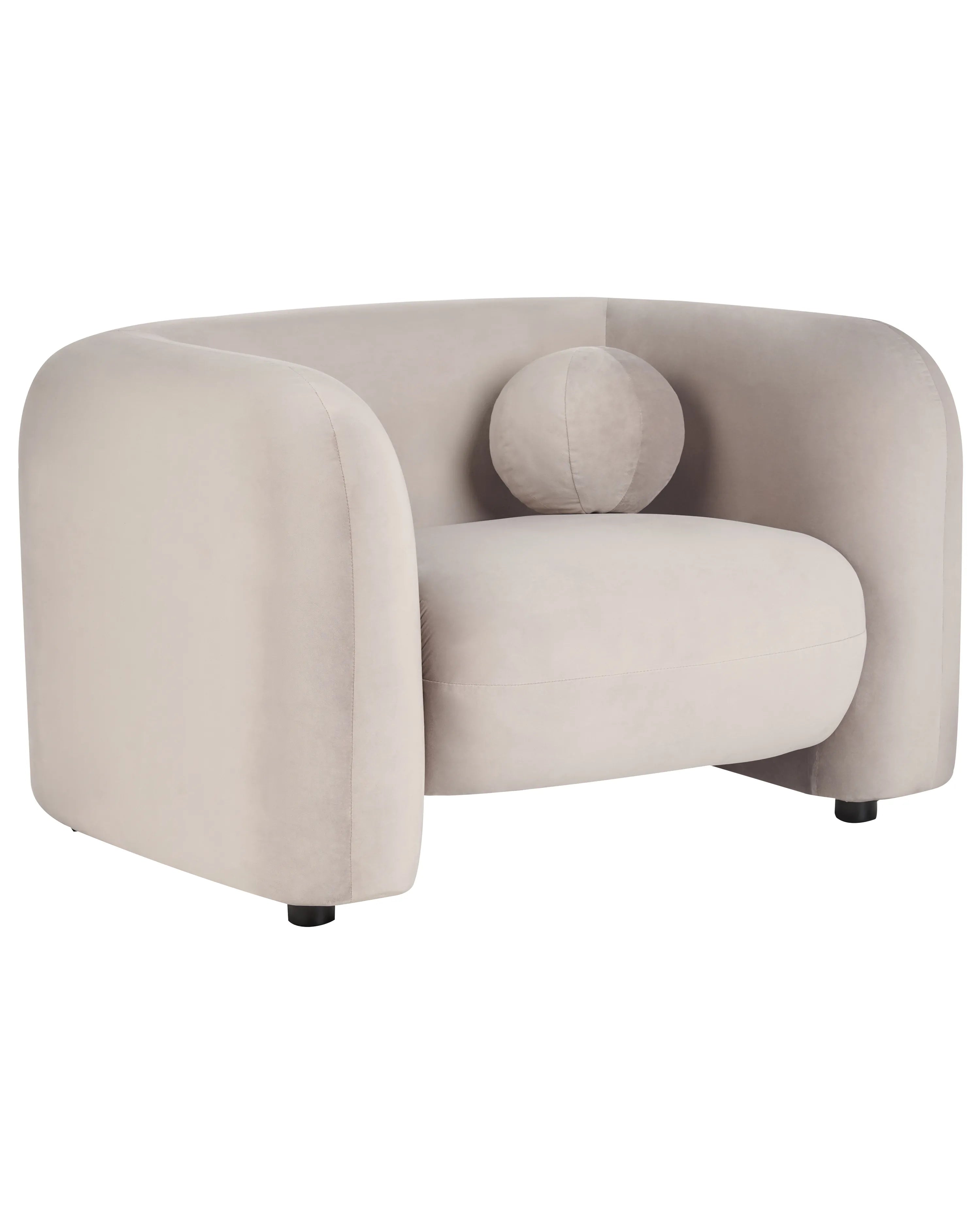 Dowen Velvet Fabric Arm Chair In Warm White Colour