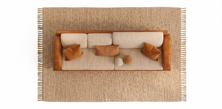Felix 4 Seater Fabric Sofa - Rust and Beige