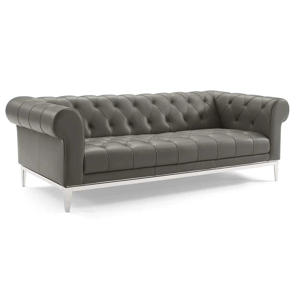 Mickey Leatherette 3 Seater Sofa in Light Grey Colour