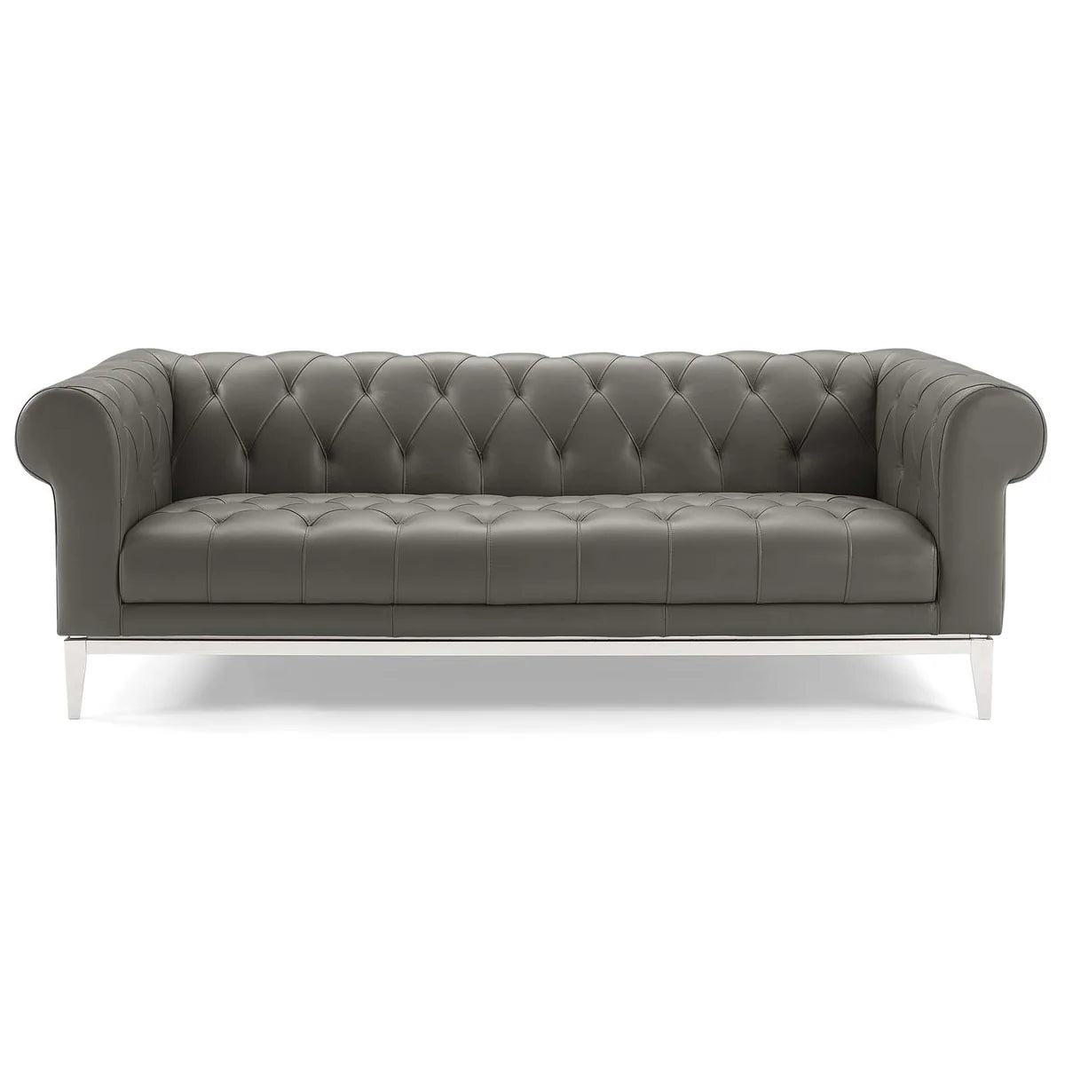 Mickey Leatherette 3 Seater Sofa in Light Grey Colour