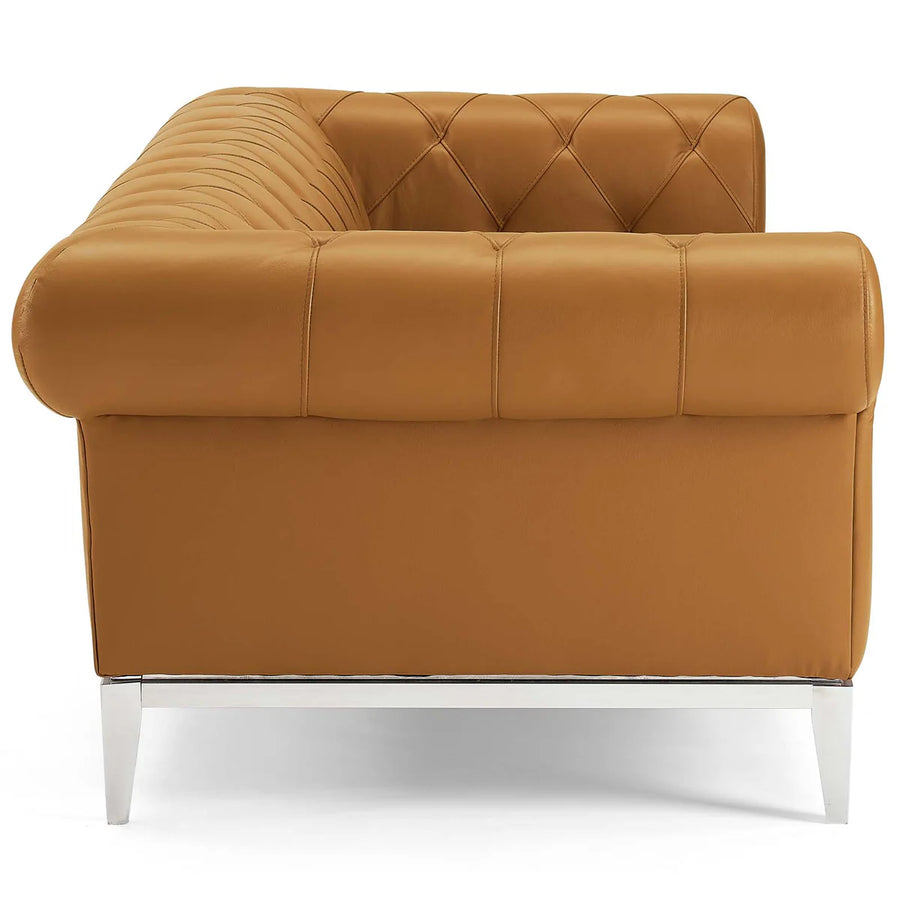 Mickey Leatherette 3 Seater Sofa In Royal Orange Colour - Febonic Living