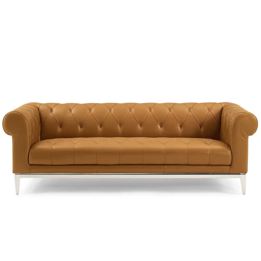 Mickey Leatherette 3 Seater Sofa In Royal Orange Colour - Febonic Living