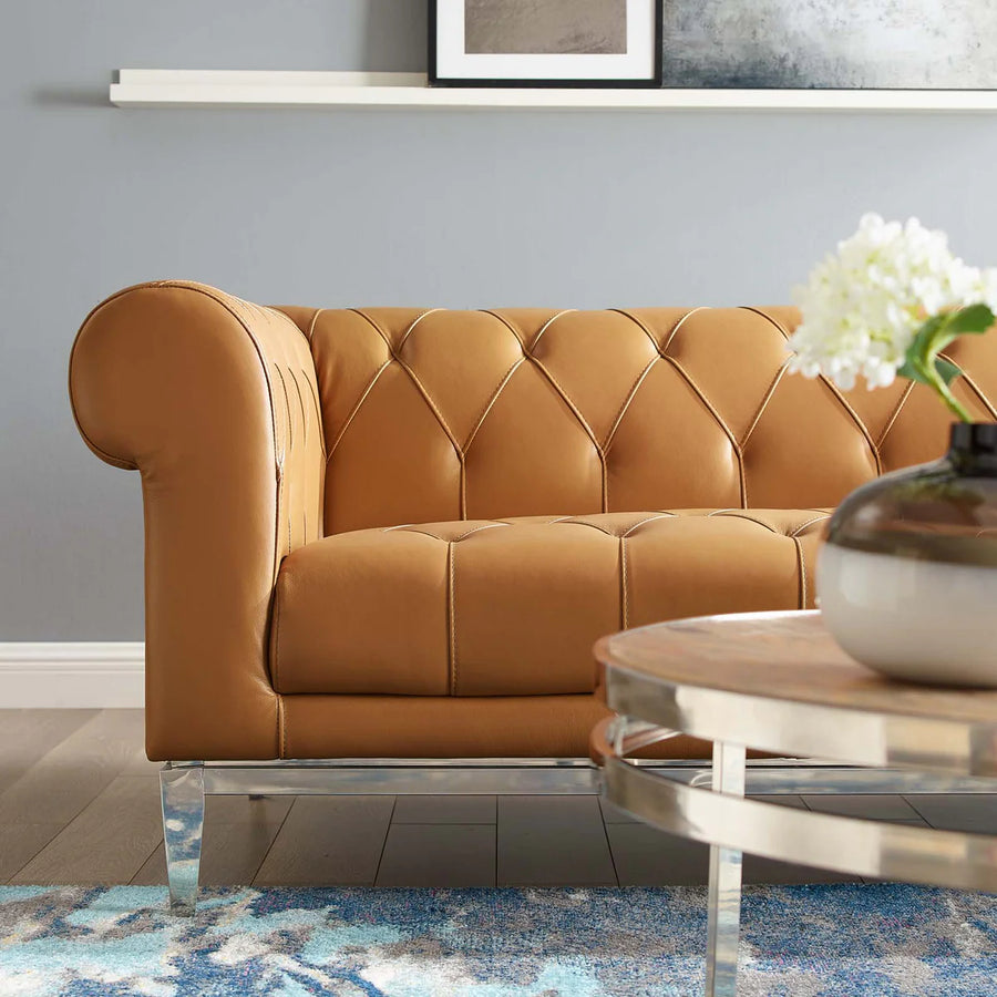Mickey Leatherette 3 Seater Sofa In Royal Orange Colour - Febonic Living