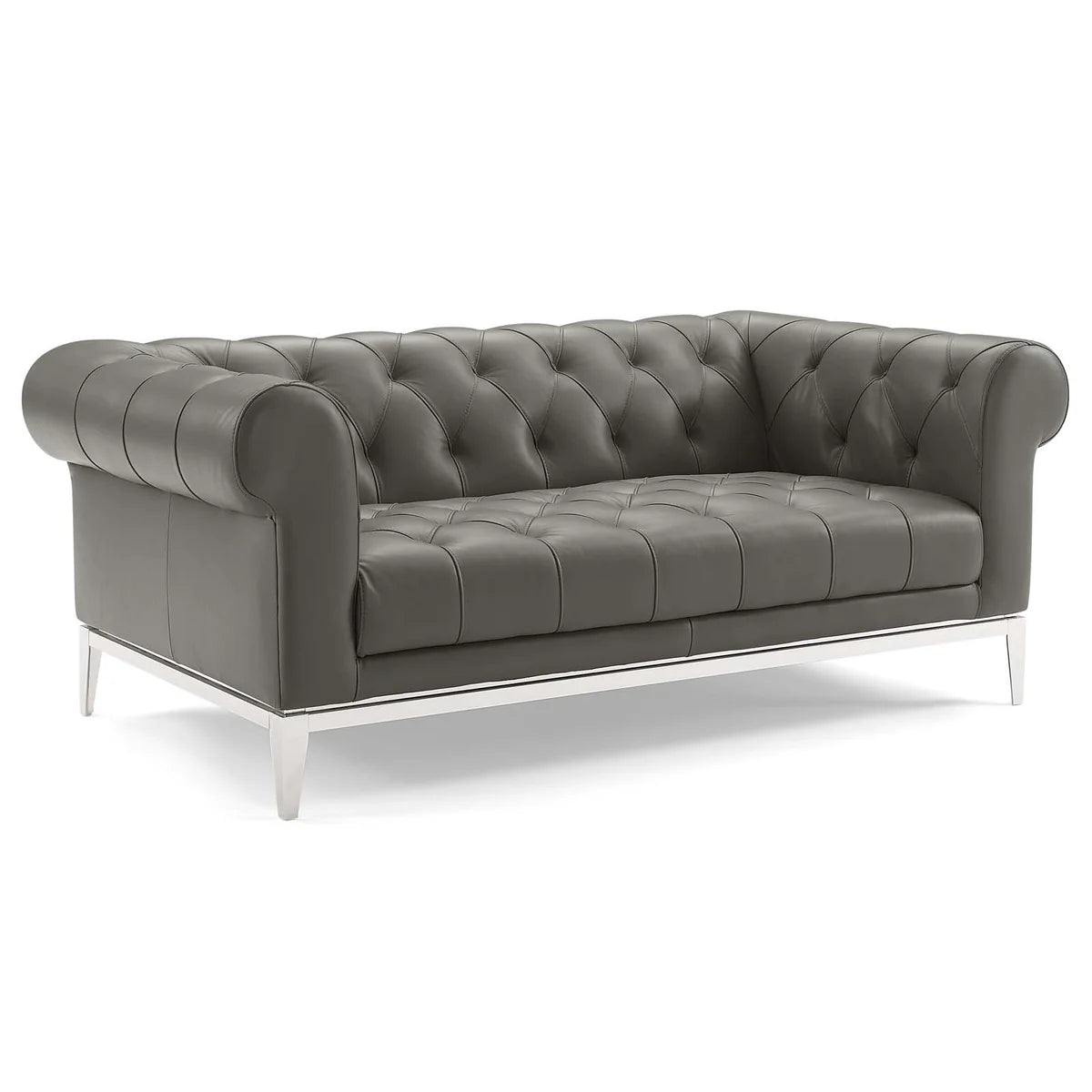 Mickey Leatherette 2 Seater Sofa in Light Grey Colour