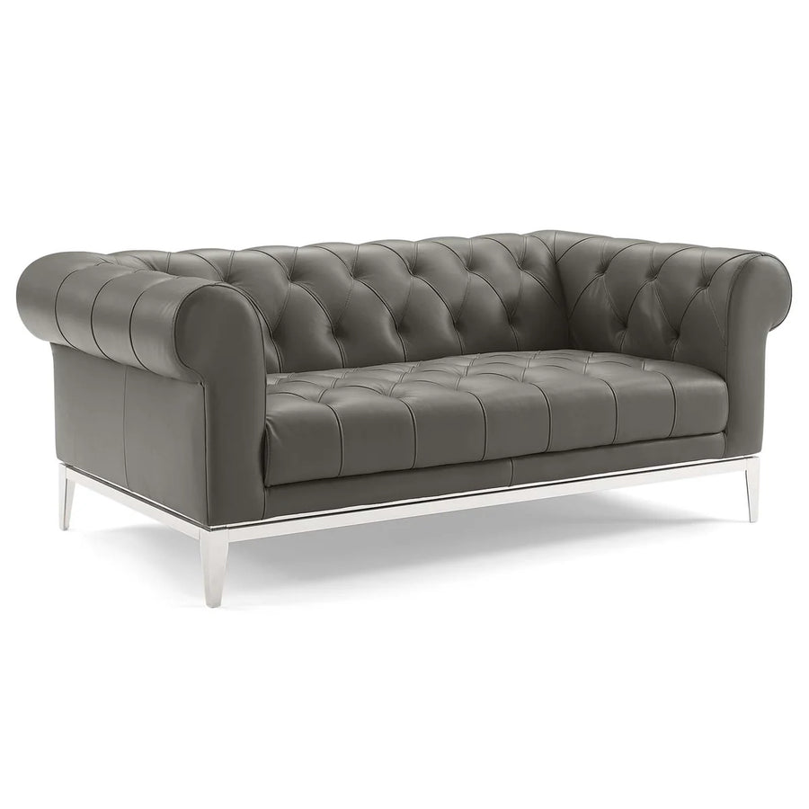 Mickey Leatherette 2 Seater Sofa In Light Grey Colour - Febonic Living