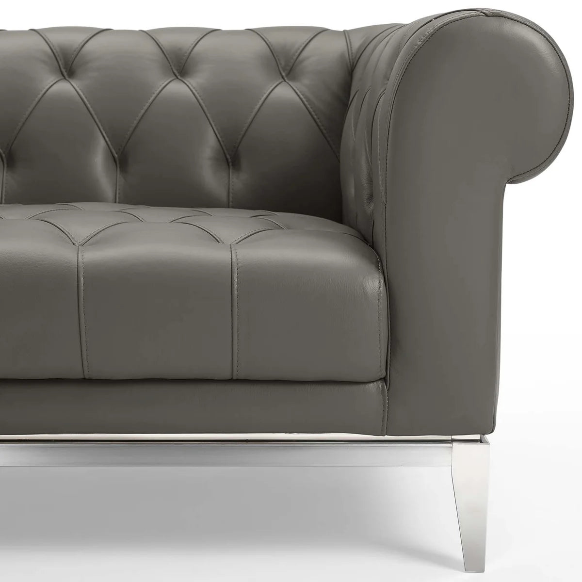 Mickey Leatherette 2 Seater Sofa in Light Grey Colour