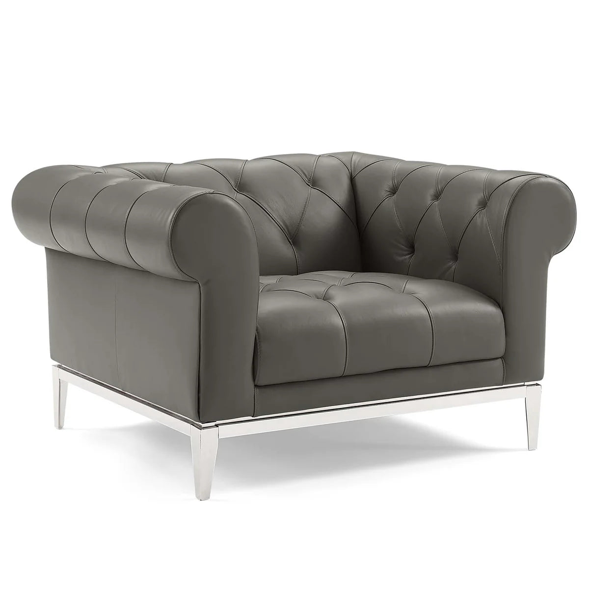 Mickey Leatherette 1 Seater Sofa in Light Grey Colour