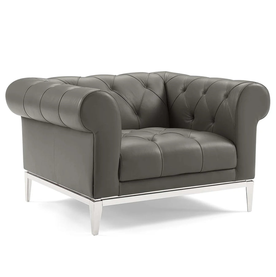 Mickey Leatherette 1 Seater Sofa In Light Grey Colour - Febonic Living