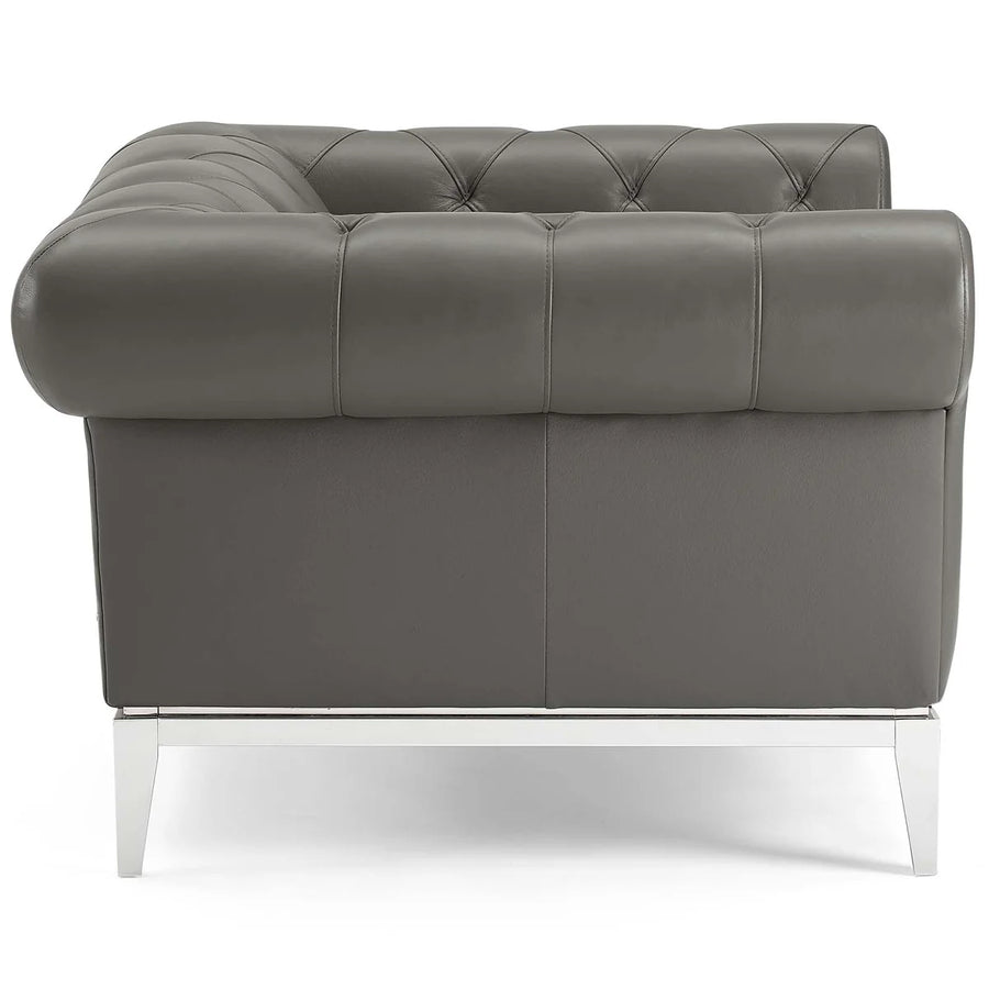 Mickey Leatherette 1 Seater Sofa In Light Grey Colour - Febonic Living