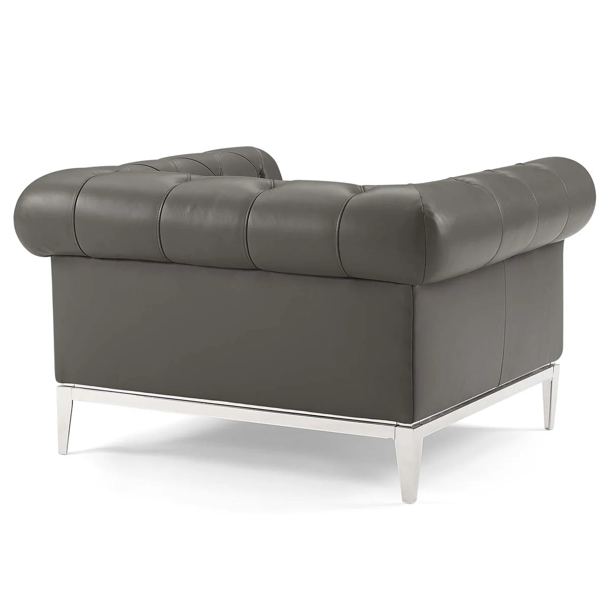 Mickey Leatherette 1 Seater Sofa in Light Grey Colour