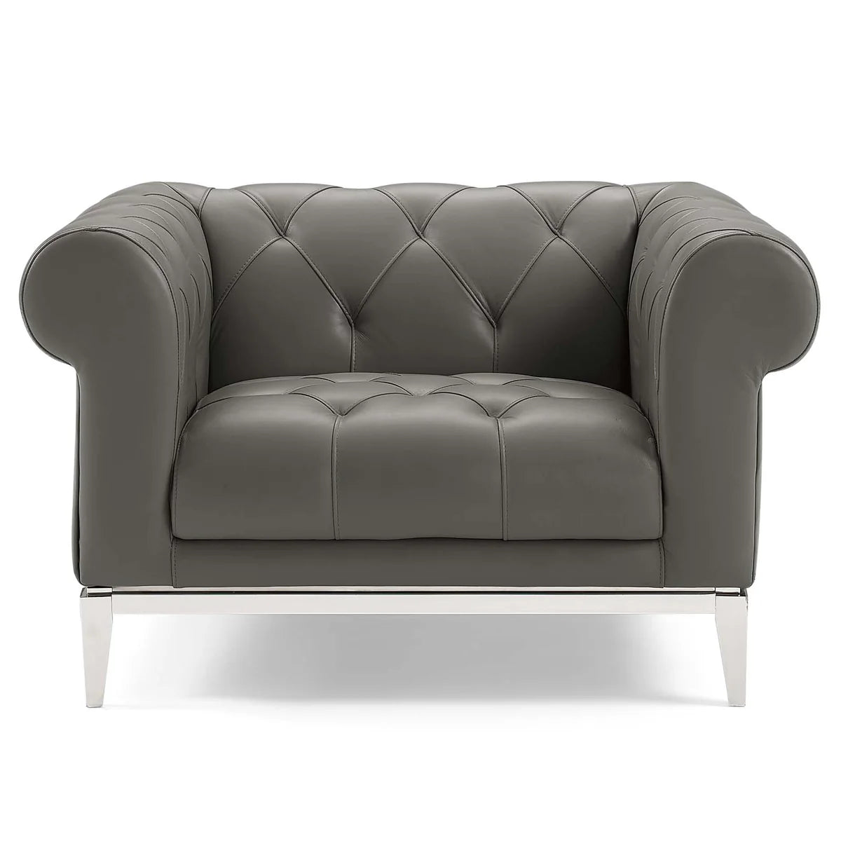 Mickey Leatherette 1 Seater Sofa in Light Grey Colour