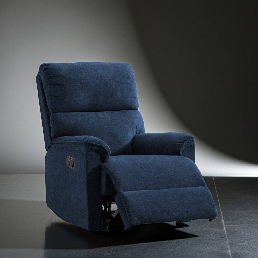 Abby  1 Seater Motorized Fabric Recliner - Denim Blue