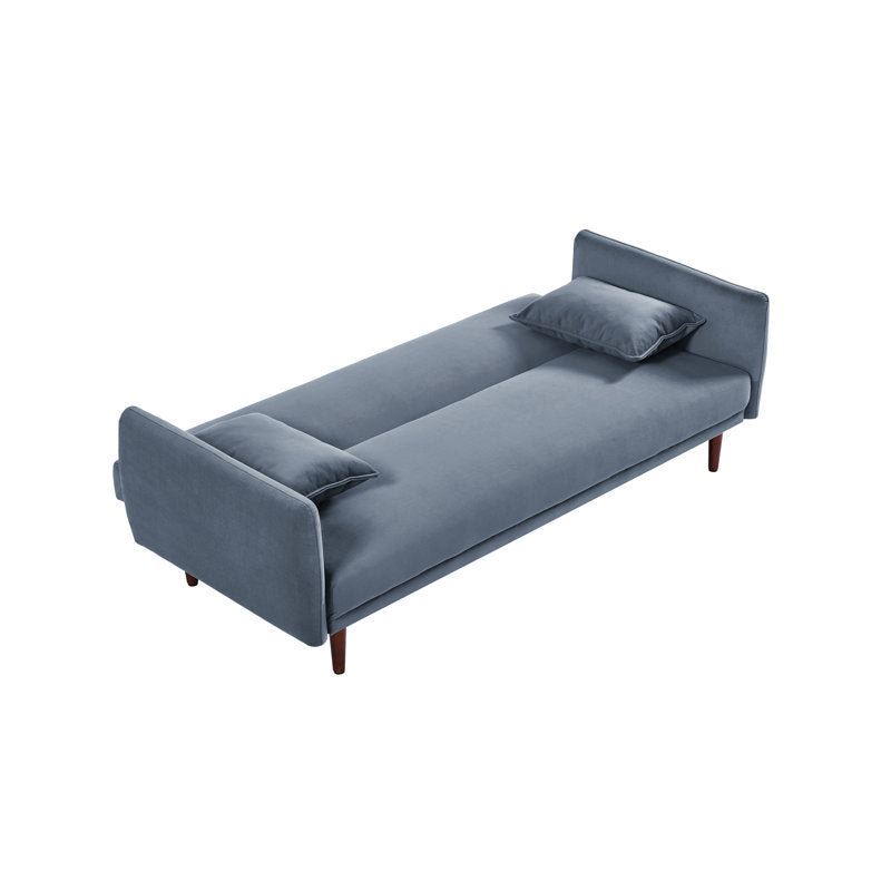 Aster Velvet 3 Seater Convertible Sofa Cum Bed In Oxford Blue Colour