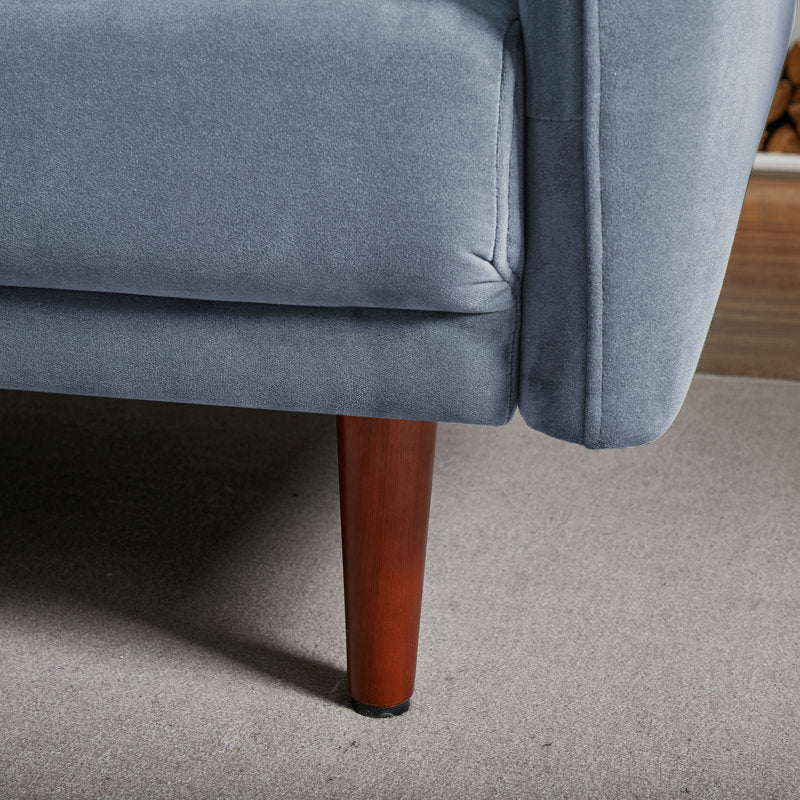 Aster Velvet 3 Seater Convertible Sofa Cum Bed In Oxford Blue Colour