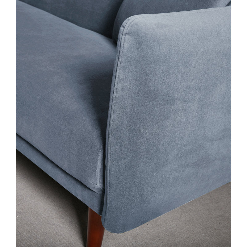 Aster Velvet 3 Seater Convertible Sofa Cum Bed In Oxford Blue Colour