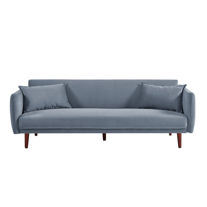 Aster Velvet 3 Seater Convertible Sofa Cum Bed In Oxford Blue Colour - Febonic Living