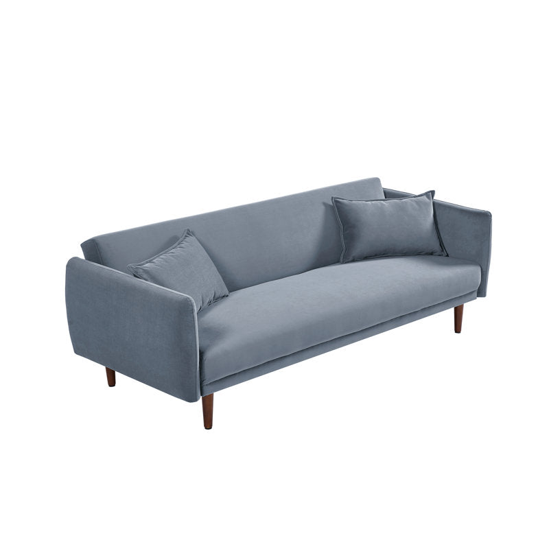 Aster Velvet 3 Seater Convertible Sofa Cum Bed In Oxford Blue Colour - Febonic Living