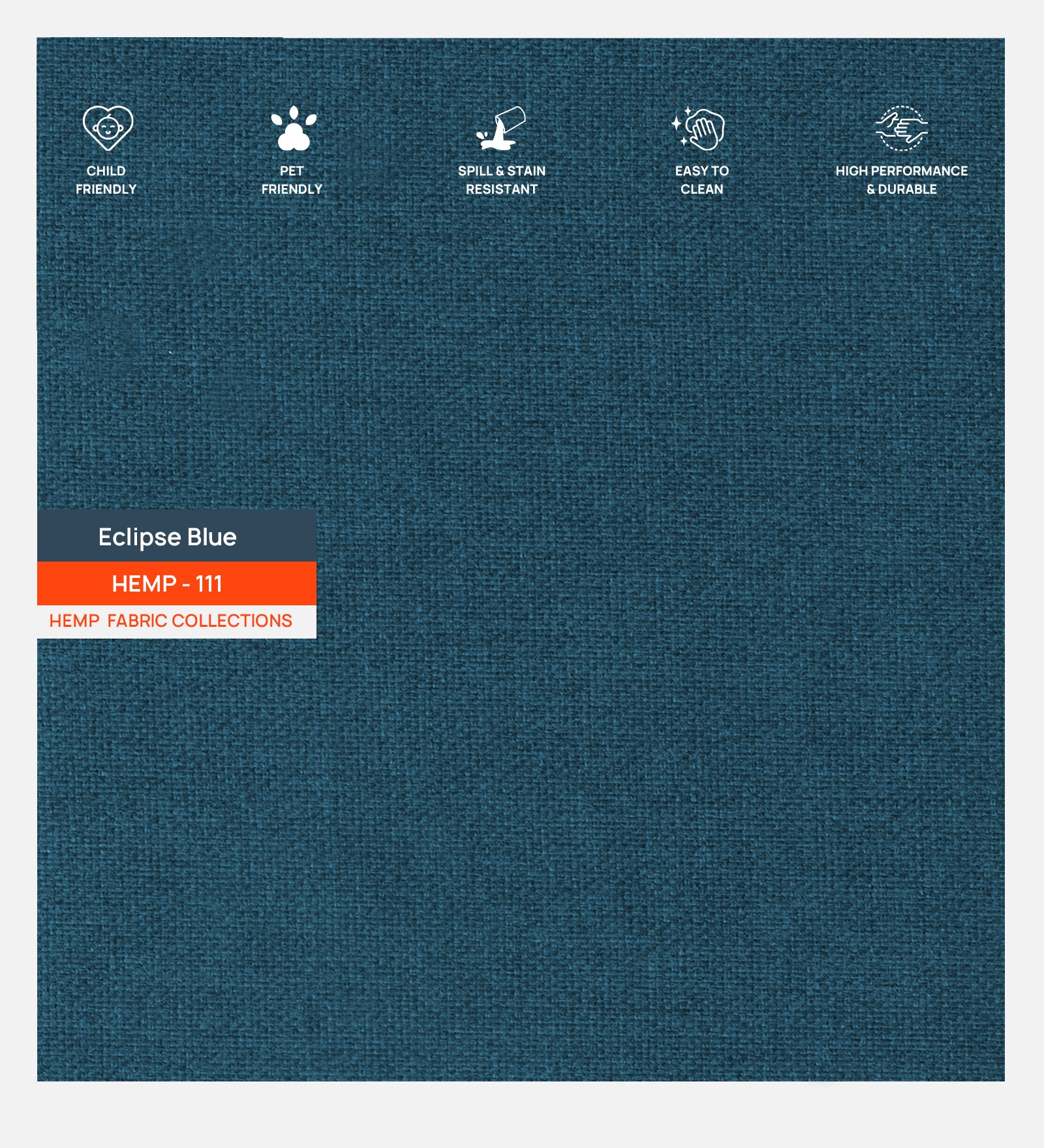 Polycotton Hemp Fabric Eclipse Blue 111 Code - Febonic Living