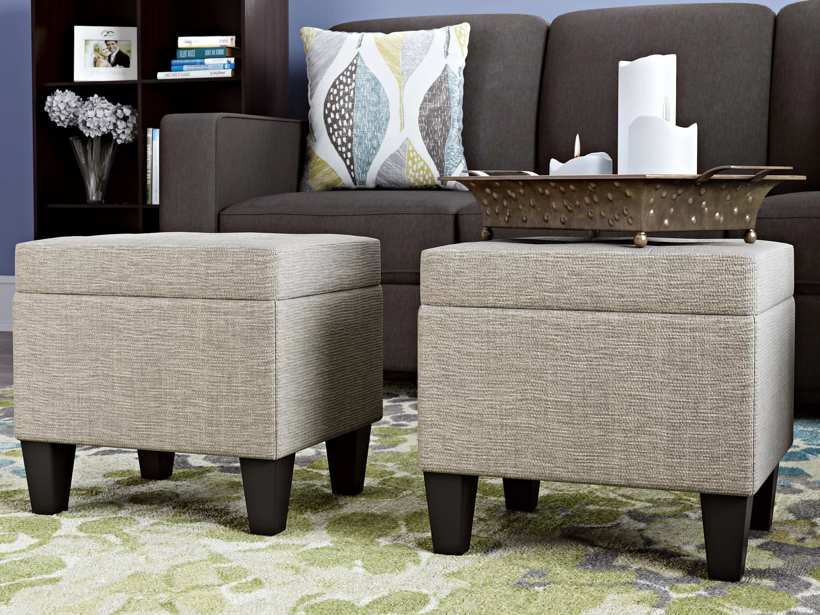 Milly Fabric Ottoman In Ash Grey Colour With Storage