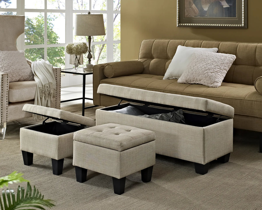 Milly Fabric Ottoman In Ash Grey Colour With Storage - Febonic Living