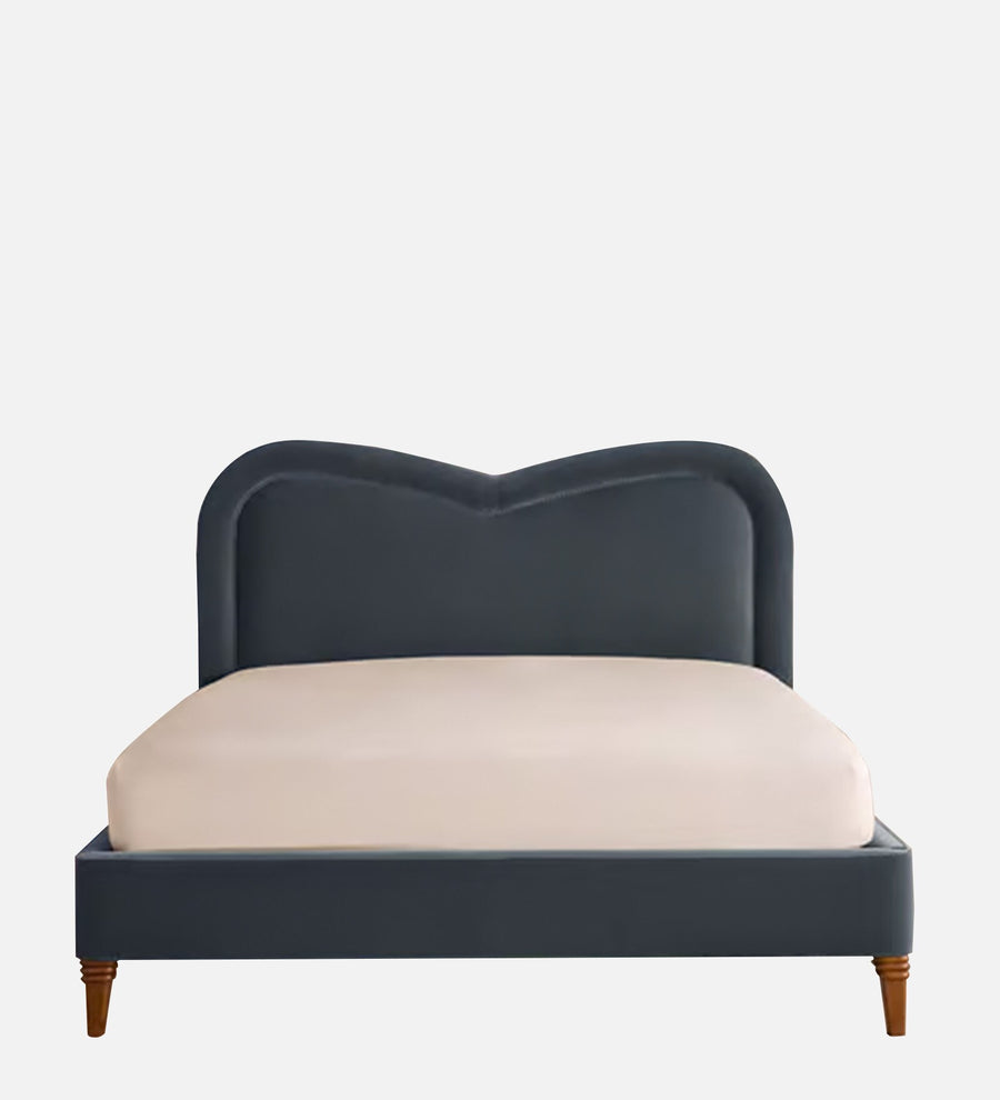 Elaris Curve Velvet Queen Size Bed - Azure Blue | Hydraulic Storage