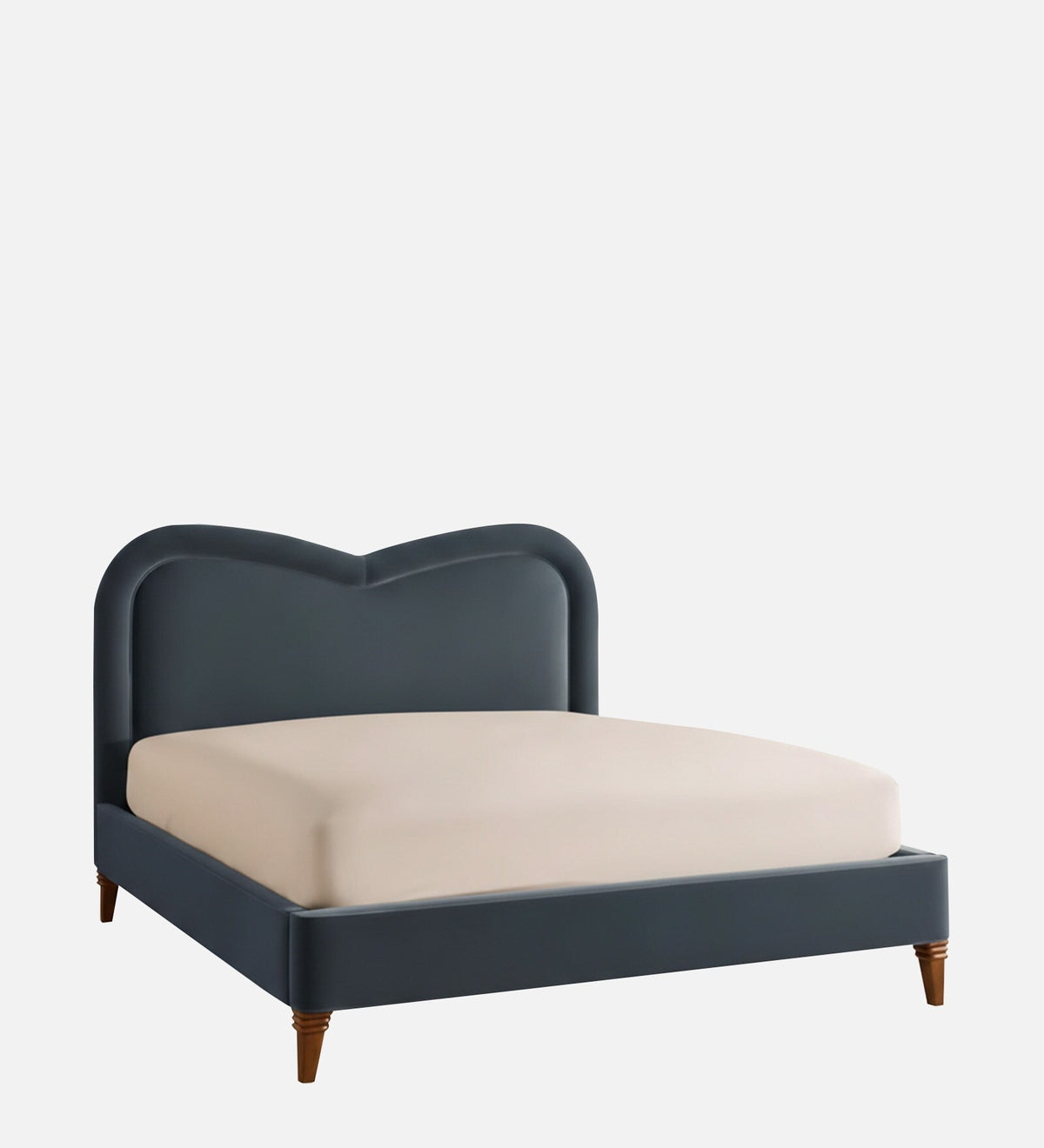 Elaris Curve Velvet Queen Size Bed - Azure Blue | Hydraulic Storage