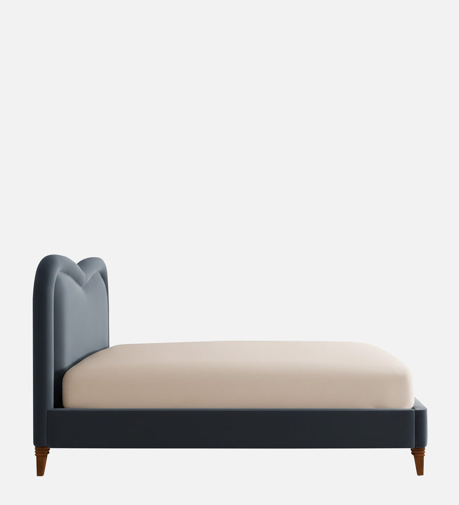Elaris Curve Velvet Queen Size Bed - Azure Blue | Hydraulic Storage