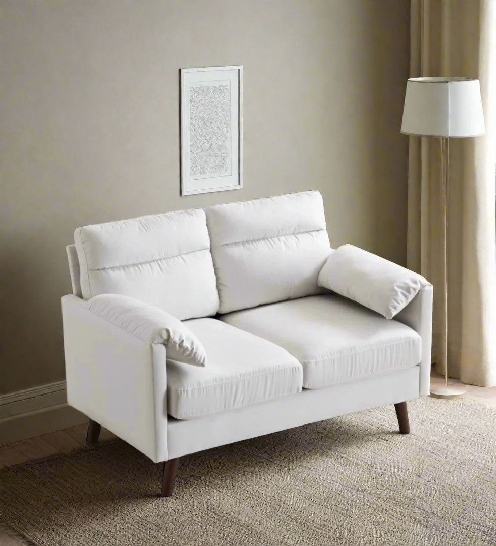 Elis Velvet 2 Seater Sofa In Warm White Colour