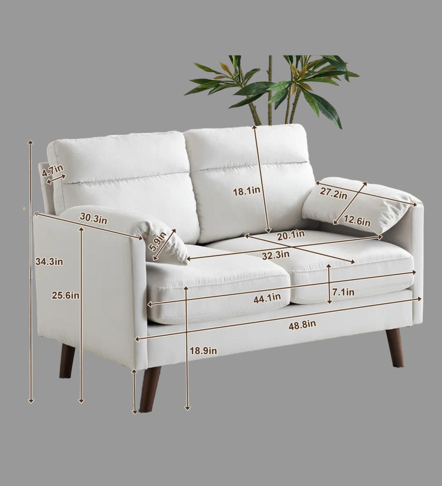 Elis Velvet 2 Seater Sofa In Warm White Colour - Febonic Living