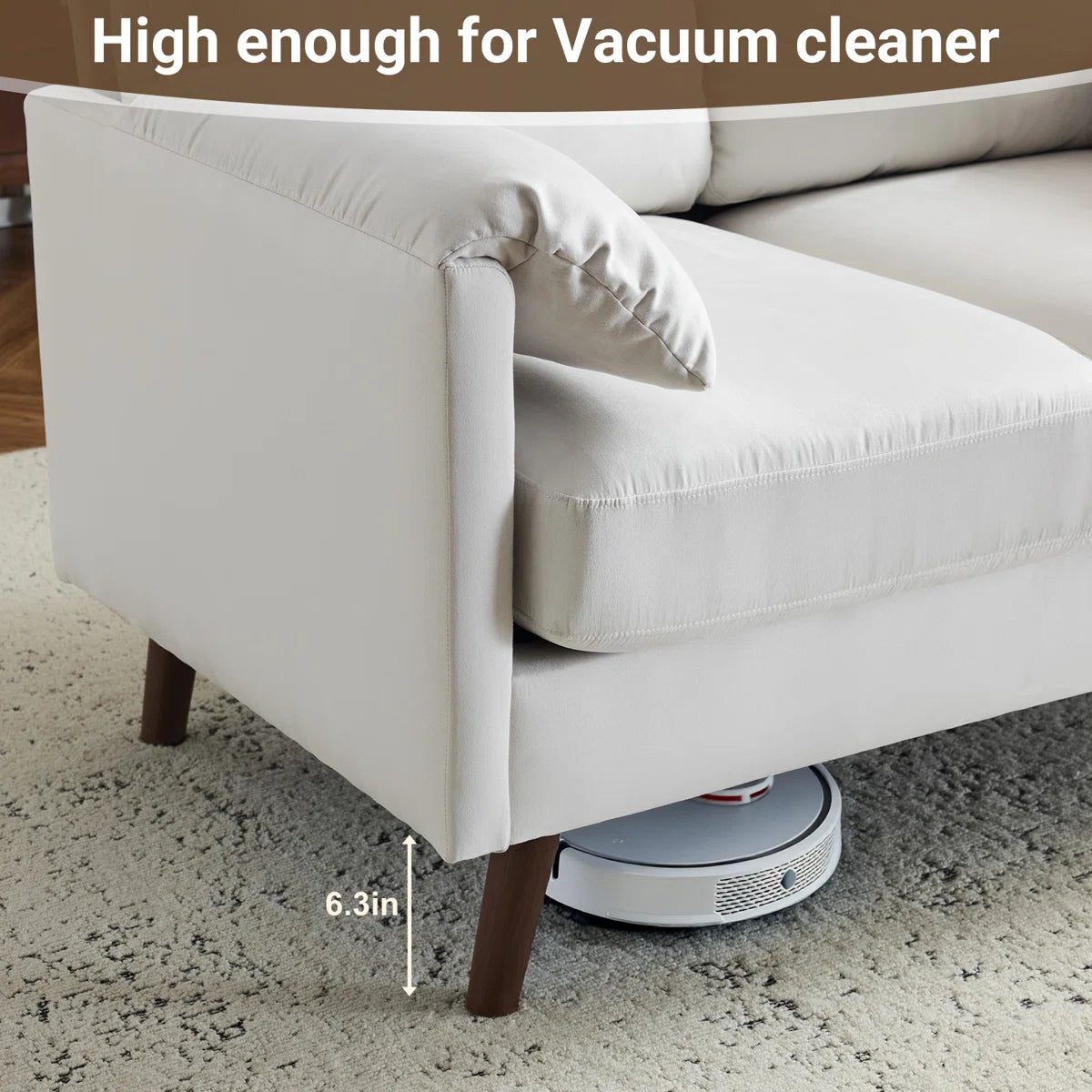 Elis Velvet 2 Seater Sofa In Warm White Colour