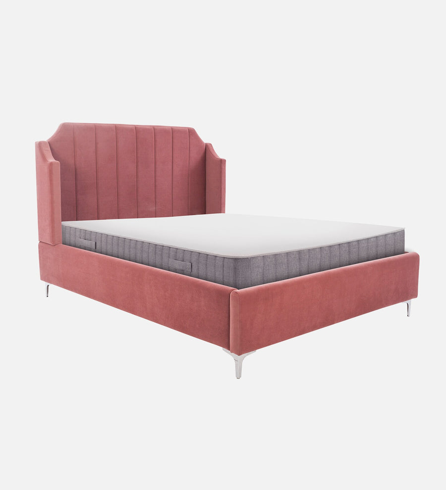 Eliza Velvet Upholstered Queen Size Bed In Blush Pink Colour - Febonic Living
