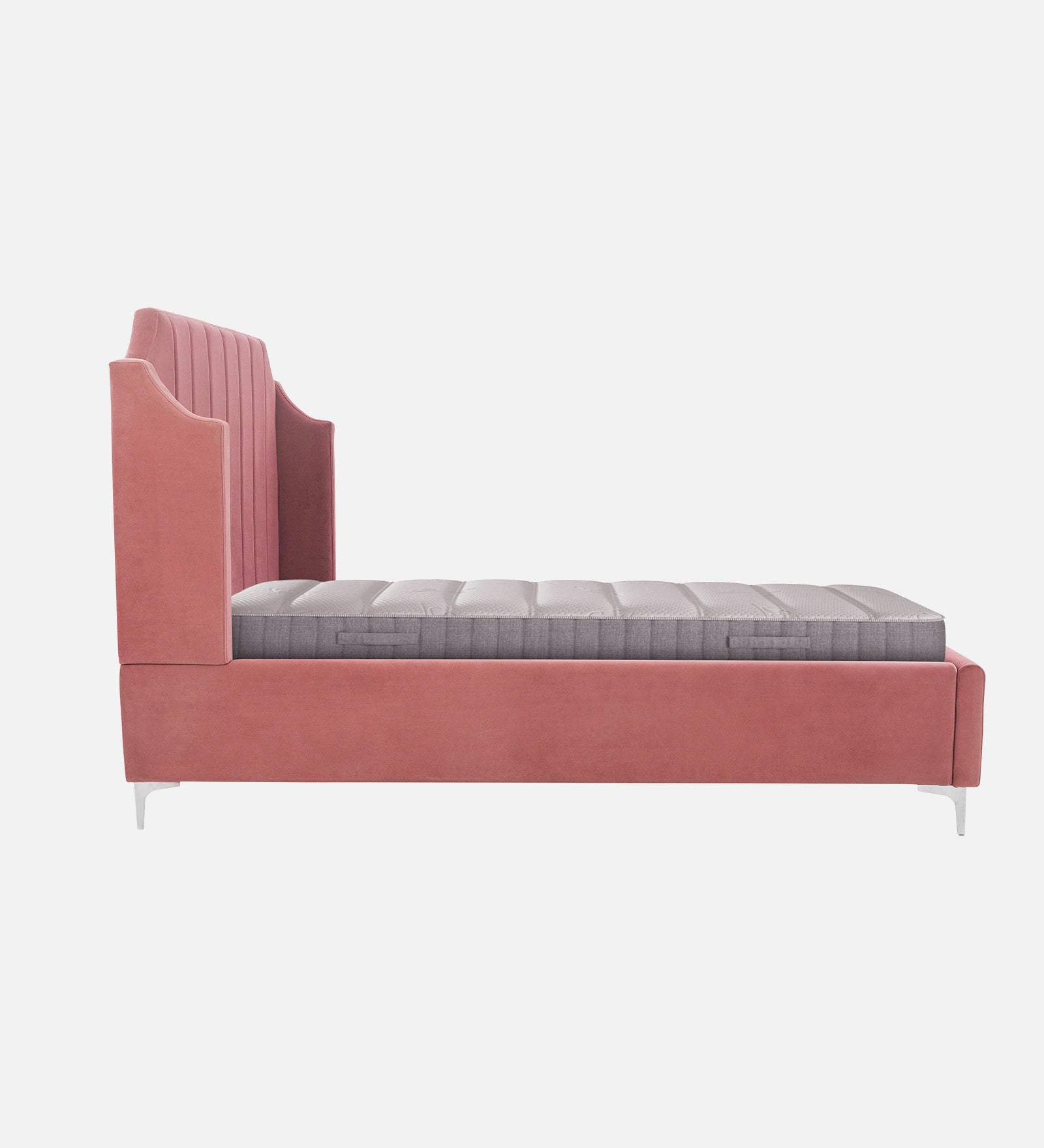 Eliza Velvet Upholstered Queen Size Bed In Blush Pink Colour - Febonic Living