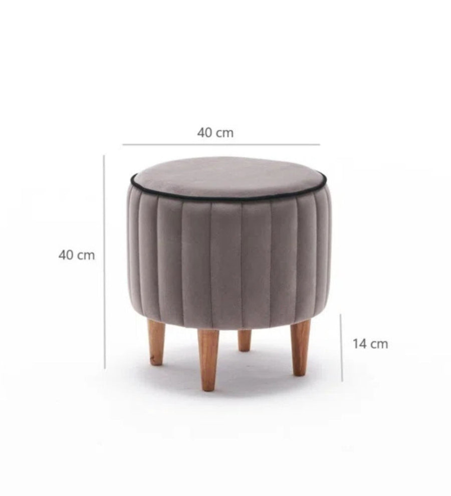 Ellie Velvet Pouffe In Pearl Grey Colour - Febonic Living