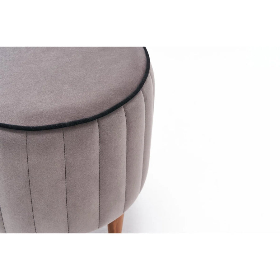 Ellie Velvet Pouffe In Pearl Grey Colour - Febonic Living