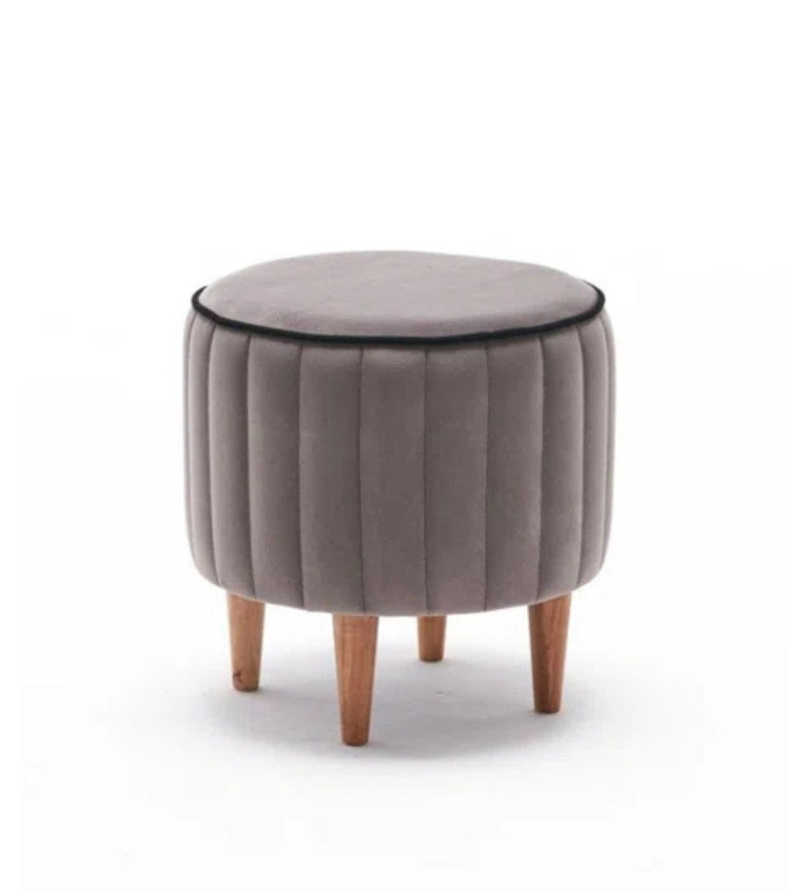 Ellie Velvet Pouffe In Pearl Grey Colour - Febonic Living