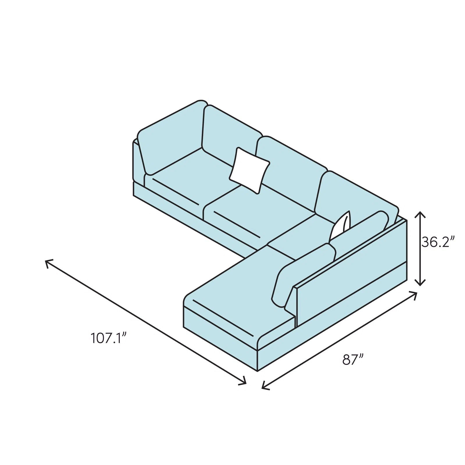 Wexi Leatherette Modular Sectional Sofa In Light Black Colour
